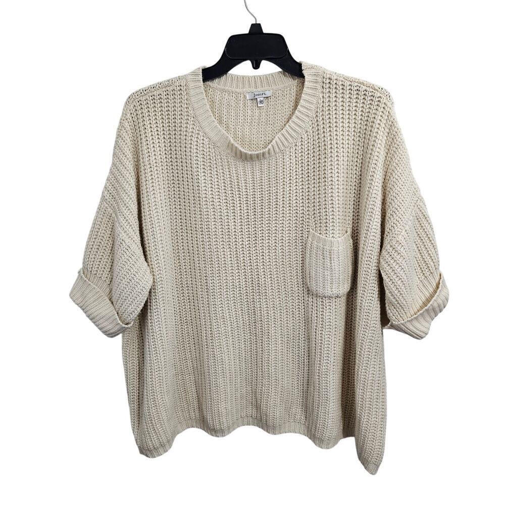 Jodifl Oversized Cream Short Sleeve Women's Sweater. Size Large - Picture 1 of 7